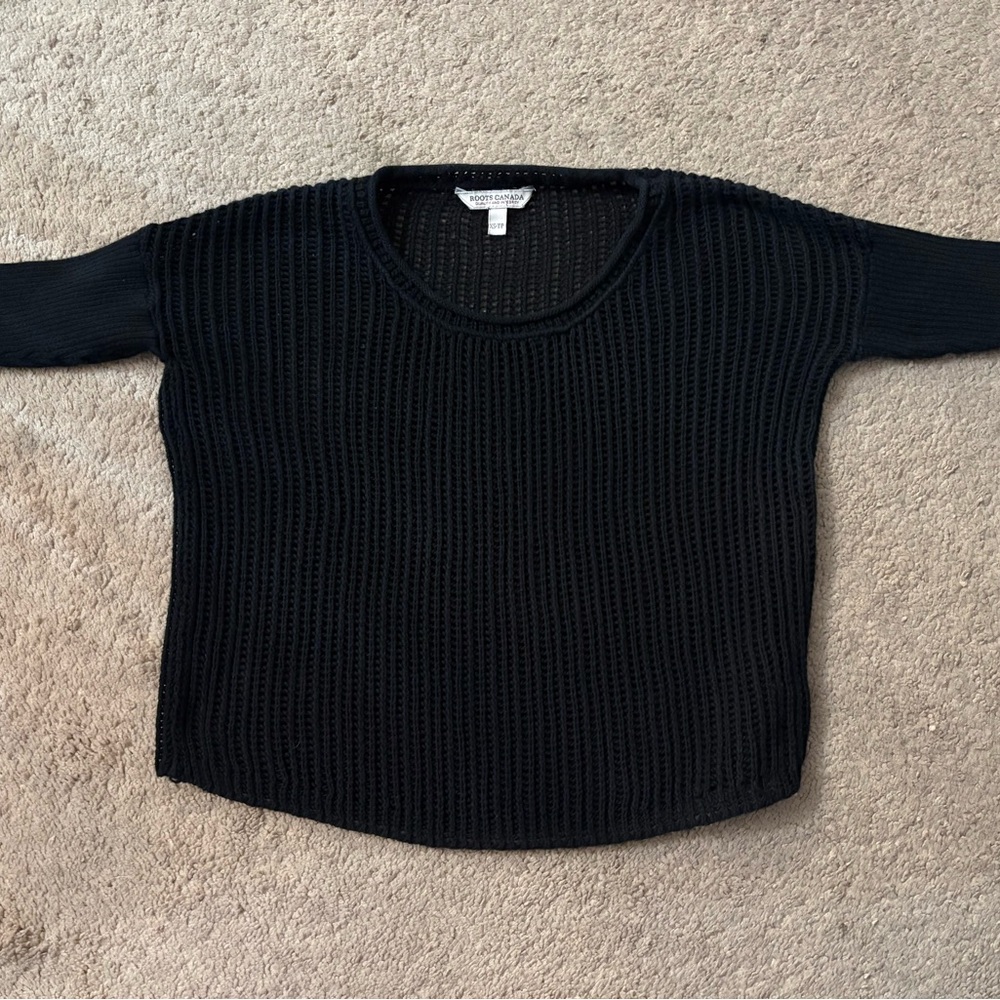 Roots Canada Black Knit Crop Top Cover Up size XS